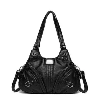 Винтажная женская сумка через плечо большой вместимости, портативная сумка-кроссбоди, сумка для мамы чёрный