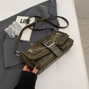 Винтажная женская сумка через плечо из искусственной кожи в байкерском стиле для девочек, вместительные повседневные дорожные сумки