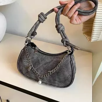 Винтажная женская сумка через плечо из искусственной кожи, модная сумка на цепочке, большая вместимость, женская сумка хаки