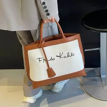 Винтажная женская сумка через плечо, модная холщовая сумка-тоут, женская дизайнерская сумка, сумка для покупок one size коричневый