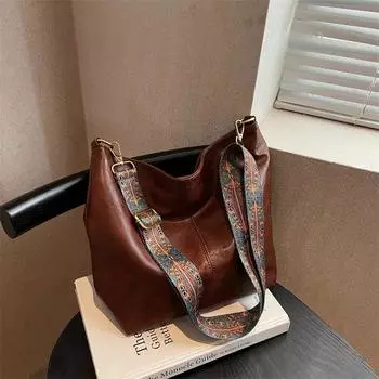 Винтажная женская сумка через плечо в роскошном стиле, сумка через плечо из искусственной кожи, большая сумка для покупок коричневый