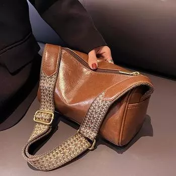 Винтажная женская сумка из искусственной кожи Boston, маленькая сумочка и кошелек, модельерская сумка через плечо, женская повседневная дорожная сумка с подушкой на плечо 24x12x15cm