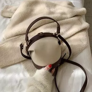 Винтажная женская сумка-мешок через плечо, контрастного цвета, женственный французский стиль, новый модный тренд