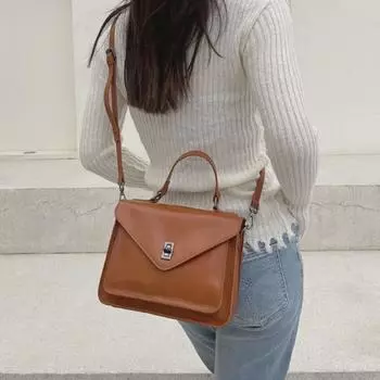 Винтажная женская сумка-мессенджер из натуральной кожи - высококачественная воловья кожа растительного дубления, большая вместимость через плечо в стиле Кембриджа 24cm L x 9cm W x 18cm H землистый/коричневый