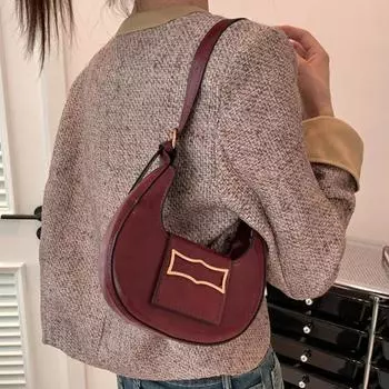 Винтажная женская сумка подмышками из искусственной кожи, винно-красная шикарная сумка на плечо, высококачественная сумка подмышки, женская сумка-тоут, однотонная классическая сумка вино красного