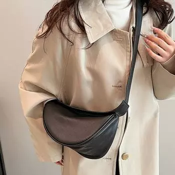 Винтажная женская сумка-полумесяц из искусственной кожи, однотонная повседневная сумка-полумесяц, роскошная дизайнерская сумка через плечо, сумка-портфель