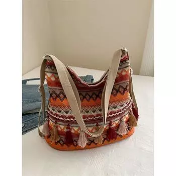 Винтажная женская сумка с кисточками в этническом стиле ручной работы через плечо для женской сумки, сумки на ремне в стиле хиппи, женские сумки 31*24*2cm красный