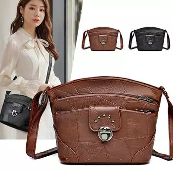 Винтажная женская сумка среднего возраста, сумка через плечо, мягкая кожаная сумка для матери, сумка через плечо чёрный