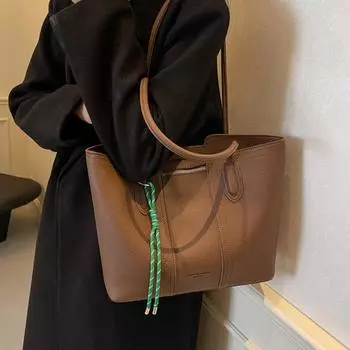 Винтажная женская сумка-тоут большой емкости из текстурированной кожи, универсальная сумка через плечо, осенне-зимний темперамент, сумки для поездок на работу