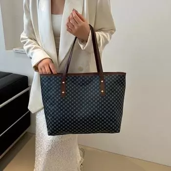 Винтажная женская сумка-тоут из искусственной кожи, большая вместительная сумка, легкая сумка на молнии, идеально подходит для повседневного использования в поездках на работу