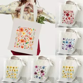 Винтажная женская сумка-тоут с розами и маргаритками, модная женская сумка-тоут для путешествий по городу из холста