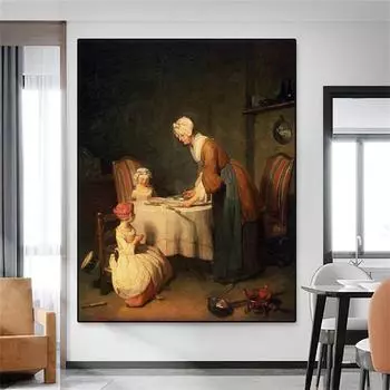 Винтажная знаменитая картина маслом, принты Жан-Симеона Шардена, говорящая благодать, холст, картина 17 века, постер, картина для домашнего декора 21cm30cm NoFrame