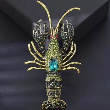 Винтажная золотая брошь-лобстер с кристаллами и стразами, броши, ювелирные изделия, подарки