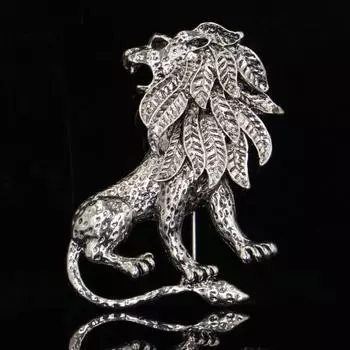 Винтажная золотая брошь в виде льва, модная простая мужская брошь для пальто, повседневная модная брошь золотой