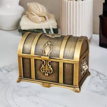 Винтажная Золотая шкатулка с сокровищами, подарочный чехол, большое украшение, кольцо на память, серьги для ювелирных изделий