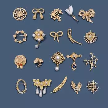Винтажная золотая жемчужина барокко звезда луна бант тюльпан гинкго брошь Винтажный дворец металлические украшения