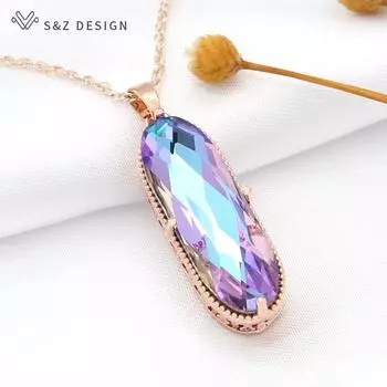 Винтажное элегантное большое овальное хрустальное ожерелье цвета розового золота для женщин и девочек, свадебные роскошные ювелирные изделия, подарок