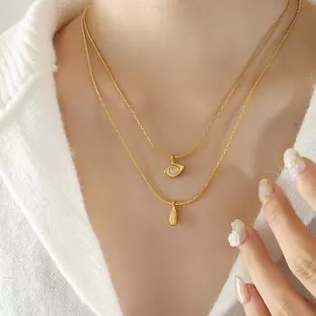 Винтажное элегантное двухслойное покрытие 18-каратного настоящего золота опаловое ожерелье с подвеской в виде капли воды легкие роскошные ювелирные изделия