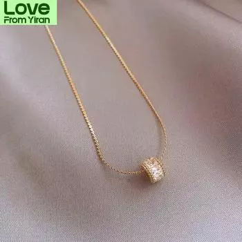 Винтажное элегантное геометрическое ожерелье с подвеской из циркона для женщин и девушек, высокое качество, очаровательная темпераментная ювелирная цепочка Aaa циркон подарок