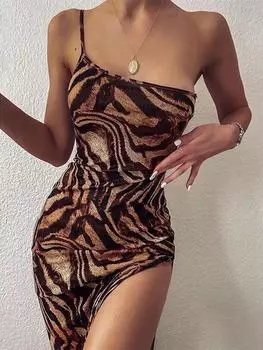 Винтажное элегантное макси-платье для женщин, летнее, без рукавов, облегающее, для улицы 2024 года, изящное, для банкета, вечеринки, сексуальное, с высоким разрезом S хаки