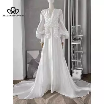 Винтажное элитное дизайнерское легкое роскошное платье с цветочным принтом и рукавами-фонариками на талии, большая юбка с хвостом, банкетное вечернее платье, праздничное платье S белый