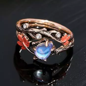 Винтажное антикварное кольцо с золотой ветвью и кленовым листом, дизайн в стиле легкой роскоши, ностальгическое кольцо-подарок на день любви для женщин No. 6 розового золота