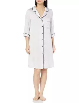 Винтажное атласное пижамное платье с рукавами серого цвета свободного размера три четверти/[КОРОБКА включена] серый