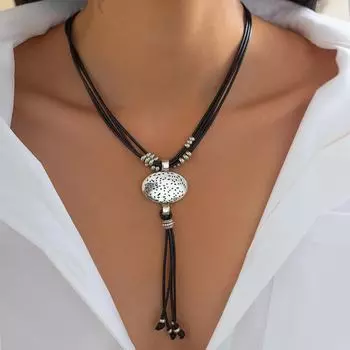 Винтажное этническое ожерелье с овальной кисточкой k necklace 6883 белый