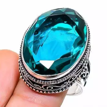 Винтажное этническое ювелирное кольцо ручной работы с зеленым турмалином, размер 9 VR-3279