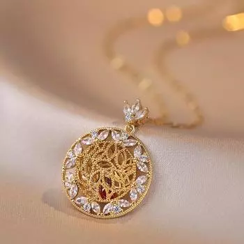 Винтажное ажурное круглое ожерелье с подвеской для женщин, новинка 2023 года, модная гипоаллергенная цепочка из нержавеющей стали, ювелирные изделия, аксессуары для свадебной помолвки и вечеринки