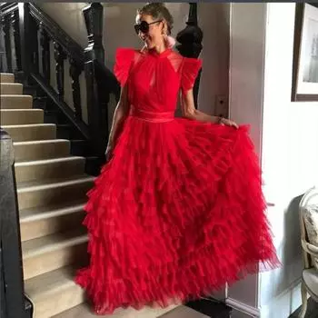 Винтажное базовое платье с круглым вырезом и коротким рукавом, шикарное кружевное прозрачное многоуровневое бальное платье, французское вечернее женское летнее платье для улицы One Size абрикосовый