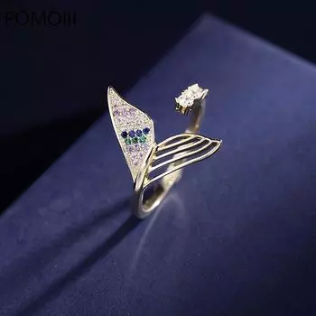 Винтажное белое обручальное кольцо с камнем циркония, роскошное женское открытое кольцо с кристаллами «рыбий хвост», стерлинговое серебро 925 пробы, обручальные кольца для женщин Resizable