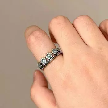 Винтажное бронзовое кольцо с синим цветком, старые кольца для женщин, вечерние юбилейные ретро-вечеринки, ювелирные аксессуары US 8