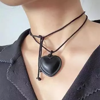 Винтажное черное кожаное ожерелье «Любовь», модное кружевное 3D ожерелье, подарок для друзей чёрный