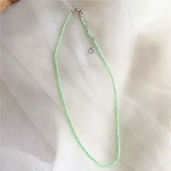 Винтажное цветное ожерелье из бисера, ожерелье из радужного бисера в стиле «девушка-ветер», богемное цветное ожерелье мятный зеленый