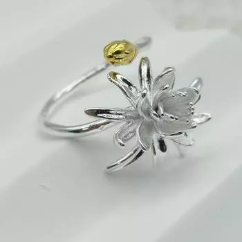 Винтажное цветочное регулируемое кольцо с нишевым дизайном Adjustable opening