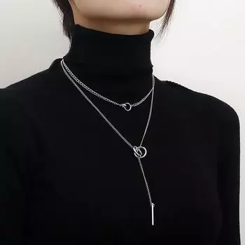 Винтажное двойное круглое многослойное ожерелье с подвесками, женские украшения, многослойные аксессуары для девочек, подарки, подвеска в богемном стиле серебряный