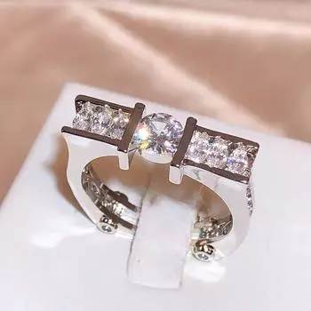 Винтажное геометрическое круглое овальное кольцо для пары с бриллиантами для женщин, супер сверкающие кристаллы, подарок на день Святого Валентина, вечерние ювелирные кольца для женщин 6 белый