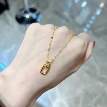 Винтажное геометрическое ожерелье, женская мода, простые вставки, переплетенные двойные кольца, цепочка на ключицу