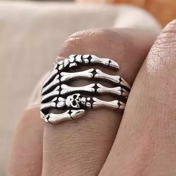 Винтажное готическое кольцо-манжета в виде скелета - унисекс, с открытым концом, регулируемый, один размер подходит всем, ажурный дизайн с привидением, ювелирные изделия для мужчин и женщин