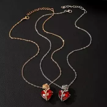 Винтажное готическое красное сердечко с розой, ожерелье для женщин, ювелирные изделия 2024 года, трендовое цветочное сердечко, подарок на День святого Валентина чёрный