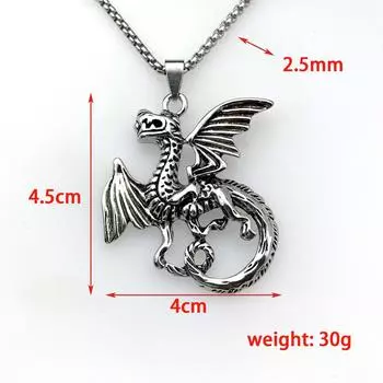 Винтажное готическое ожерелье с летающим драконом Diablo, креативное ожерелье-цепочка на шею со знаком зодиака в форме дракона, цепочка для свитера
