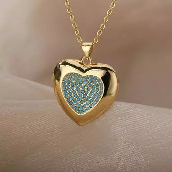 Винтажное готическое ожерелье с сердцем любви для женщин, золотое ожерелье с кулоном в виде сердца любви, колье-цепочка, ожерелье из нержавеющей стали, ювелирные изделия, рождественские подарки