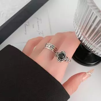 Винтажное граффити-цветочное украшение в стиле хип-хоп с открытым кольцом Distressed flower shape