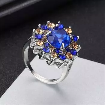 Винтажное и изысканное женское кольцо, инкрустированное искусственными кристаллами и стразами, обручальное кольцо, ювелирные изделия для банкетного декора 6
