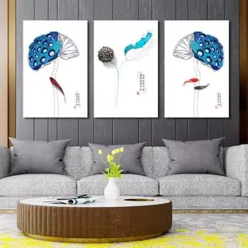 Винтажное искусство лотоса и карпа, китайская живопись, печать плакатов, холст, картина для дома, спальни, настенная картина, современное украшение на заказ 21*30cm