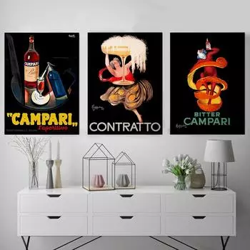 Винтажное итальянское вино, ретро еда и напитки, итальянское кафе, ресторан, принт, плакат, настенная живопись на холсте, гурман, кухня, художественный декор 21cm30cm NoFrame