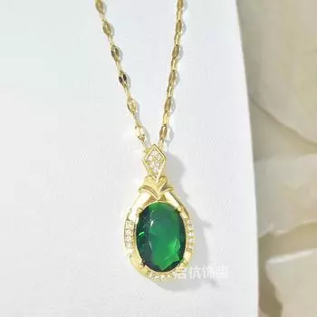 Винтажное изумрудное ожерелье с каплями воды, женское, высокочувствительное, легкое, роскошное, универсальное, с подвеской из драгоценных камней, цепочка на ключицу