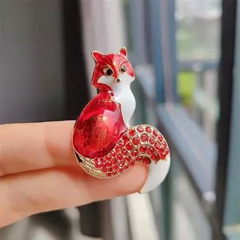 Винтажное капельное масло с бриллиантами, брошь «Лисёнок», корсаж с разноцветными стразами и булавкой в виде животного