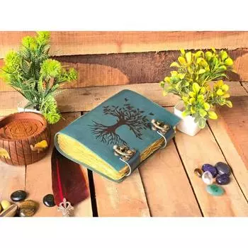 Винтажное кельтское Древо Жизни, кожаный блокнот, блокнот заклинаний, Книга Теней, 7 x 5 in синий